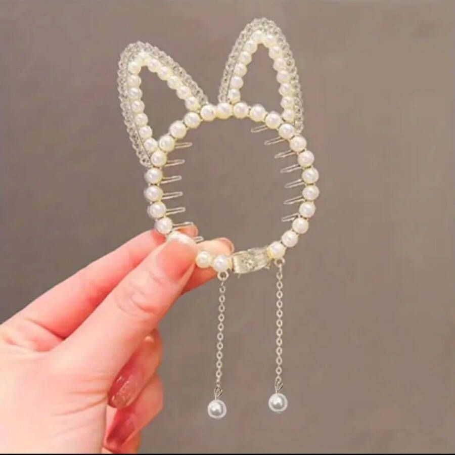 Happy Cat Ears Knot Klem Haar Klem clip met strass steentjes Haarspeld Haarklauw Kerstcadeau Sintcadeau Haarklem Dames