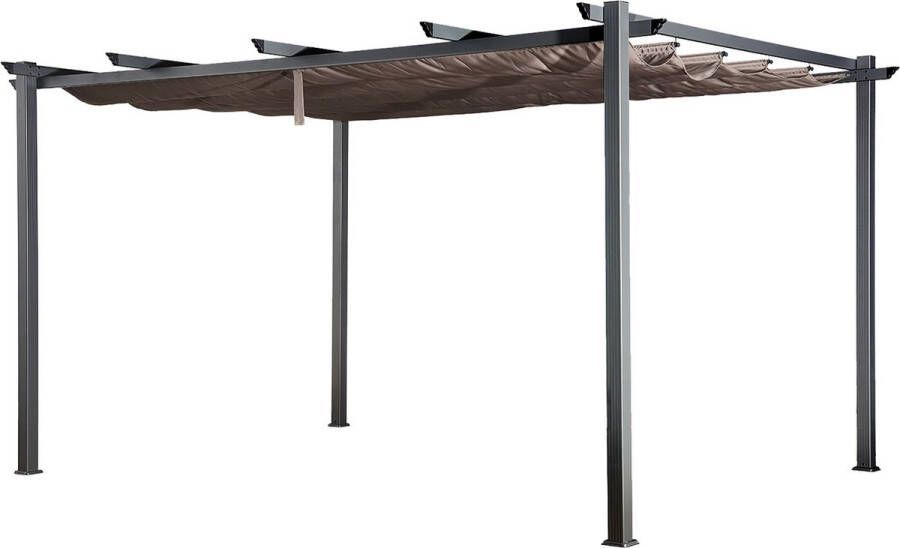 HAPPY GARDEN Vrijstaande Pergola 3 × 4m Cassis Taupe Aluminium Structuur