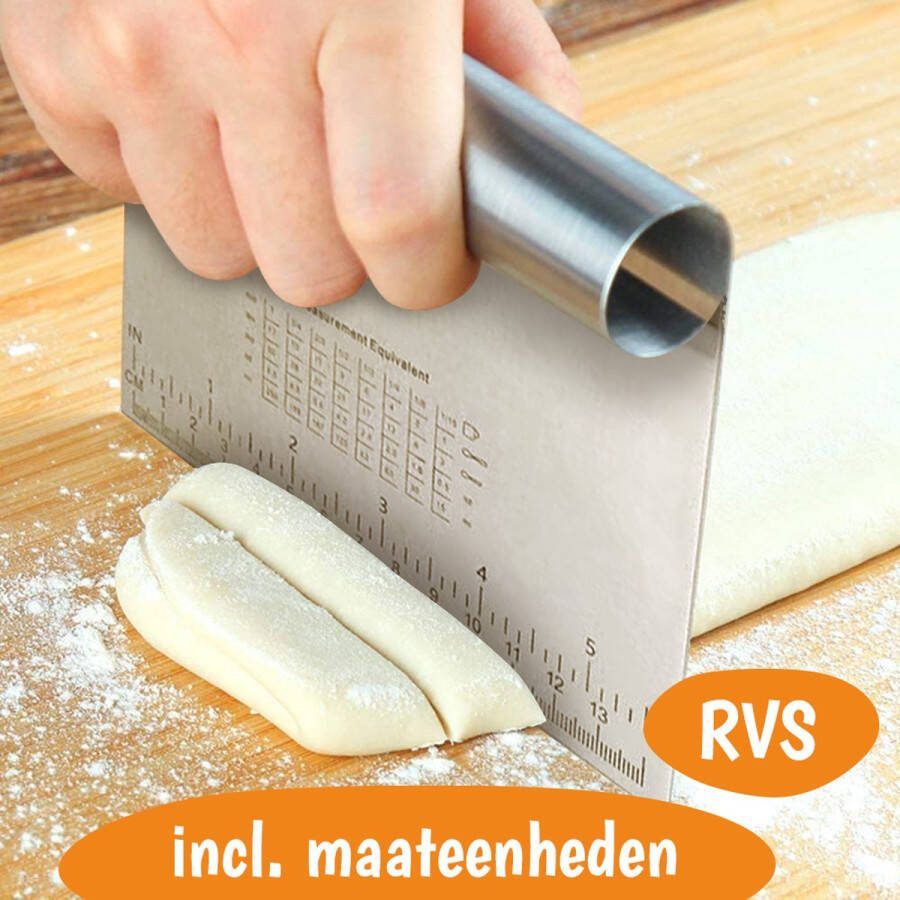 Happy Happenings Deegsnijder RVS Inclusief Maateenheden Deegschraper Taart Cake Keuken Accessoires Bakken