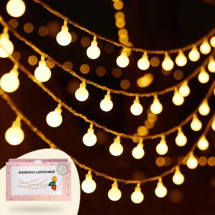 Happy Happenings Lampjes Slinger 3m Warm Wit 20 Lampjes Lichtsnoer Lichtslinger Fairy Lights Op Batterij Led Verlichting Kerst