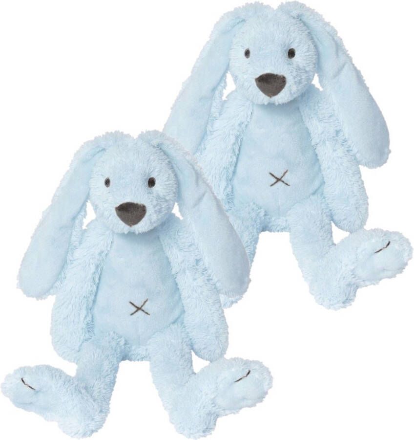 Happy Horse 2x stuks blauw pluche konijn knuffel Richie Dieren speelgoed konijnen knuffels