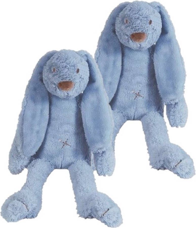Happy Horse 2x stuks donkerblauw pluche konijn knuffel Richie 28 cm Dieren konijnen speelgoed knuffels