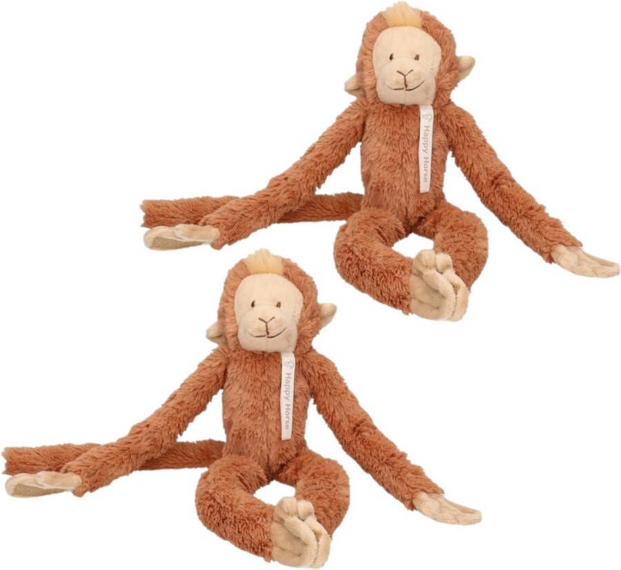 Happy Horse 2x stuks knuffel aapje bruin 45 cm Apen speelgoed knuffels