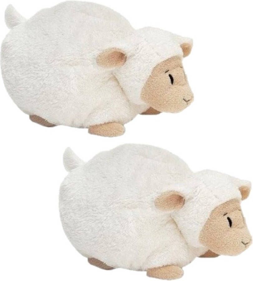 Happy Horse 2x stuks knuffel liggend lammetje 26 cm Schapen knuffels dieren speelgoed