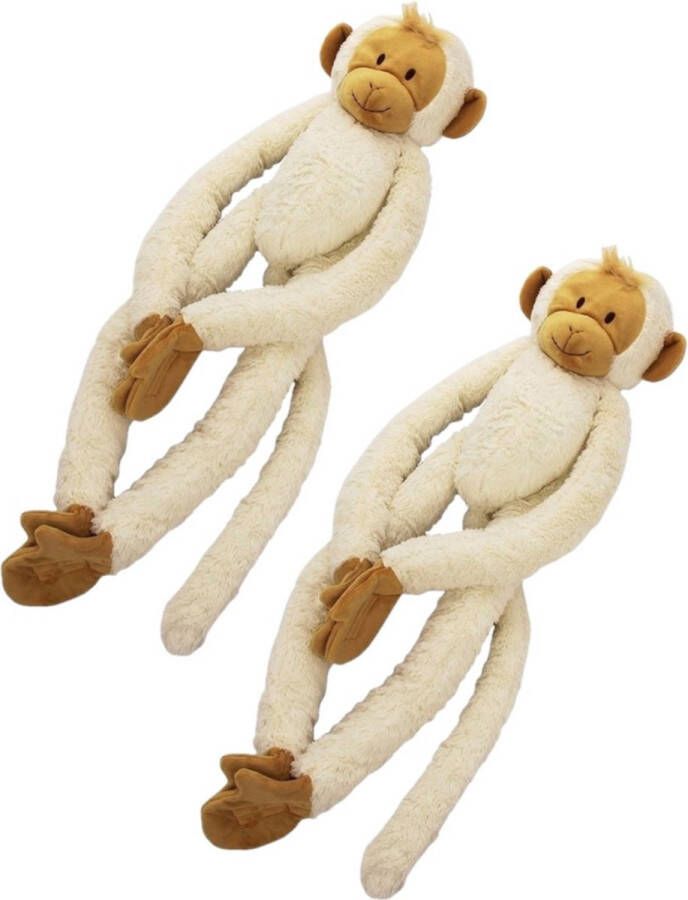Happy Horse 2x stuks pluche knuffel witte slinger aap 45 cm Apen speelgoed dieren