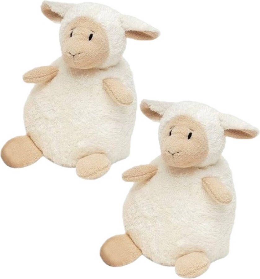 Happy Horse 2x stuks pluche knuffel zittend lammetje 16 cm Knuffel schapen Speelgoed dieren