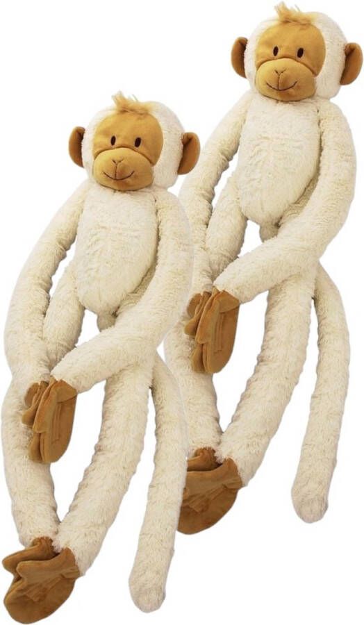 Happy Horse 2x stuks pluche witte slinger aap knuffel 23 cm Apen speelgoed knuffels