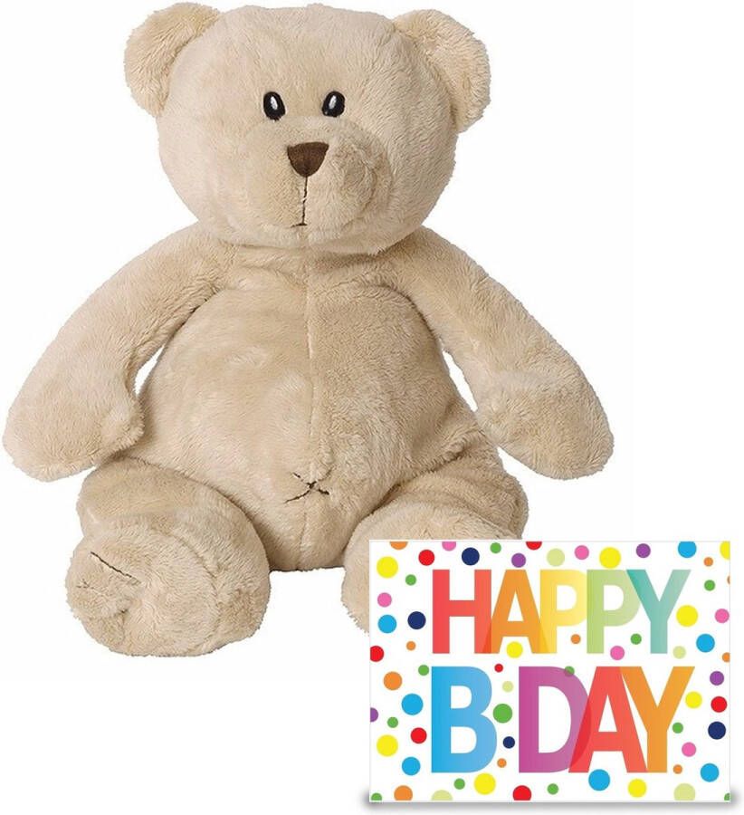 Happy Horse Verjaardag cadeau knuffelbeer 32 cm met XL Happy Birthday wenskaart Knuffelberen