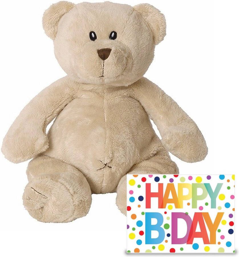Happy Horse Verjaardag cadeau knuffelbeer 40 cm met XL Happy Birthday wenskaart Knuffelberen