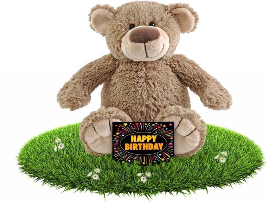 Happy Horse Verjaardag knuffel beer beige 22 cm + gratis verjaardagskaart Knuffelberen