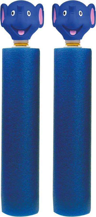 Happy People 2x Donkerblauw olifanten waterpistool waterpistolen van foam 26 5 cm met bereik van 6 meter