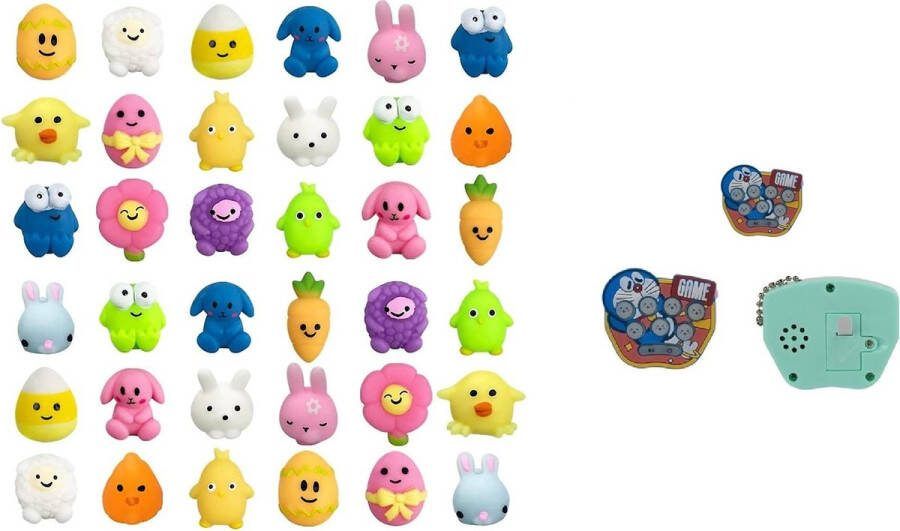 Happy shop store Mochi squishy Fidget toys Soft animal Mochies Antistress Siliconen multicolor 10 x Mochi + 1 x Whack a Mole Game Sleutelhanger Keychain Gift Pakket FeestCadeau Antistress toys keychains Hamster Spel Kantoor Onderweg Thuis