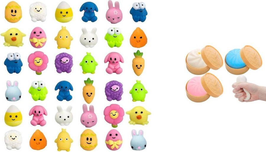 Happy shop store Mochi squishy Fidget toys Soft animal Mochies Antistress Siliconen multicolor 10 x Mochi + 2 x Dumpling Squishy Antistress Knijp Gift Pakket FeestCadeau Antistress toys keychains Kantoor Onderweg Thuis