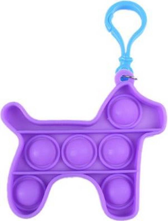Happy Shopper Pop it sleutelhanger goedkoop fidget toys hondje paars