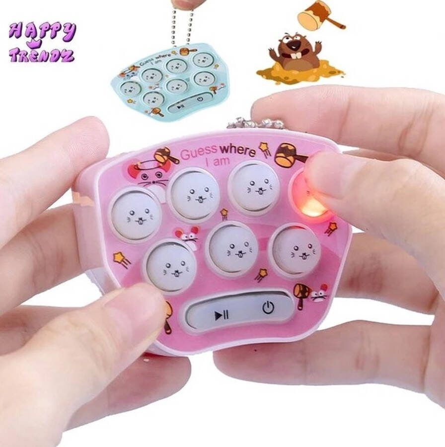 Happy trendz 2 stuks 2 pcs Handheld Whack-a-mole Mini Game Sleutelhanger Vingertop Toy Hamster Memory Game Rugzak Sleutel Decoratie- spel hamster 2024 Handheld Elektrische Whack-a-mole Game Led Hamster Memory Game Fidget Toys Sleutelhanger