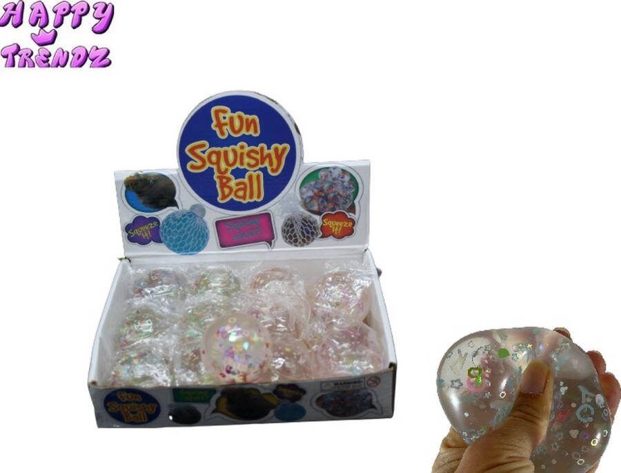 Happy trendz 2 STUKS Glitter Mesh stress Ball Fidget toys Stressbal Glitters letterss Stress verlichtend
