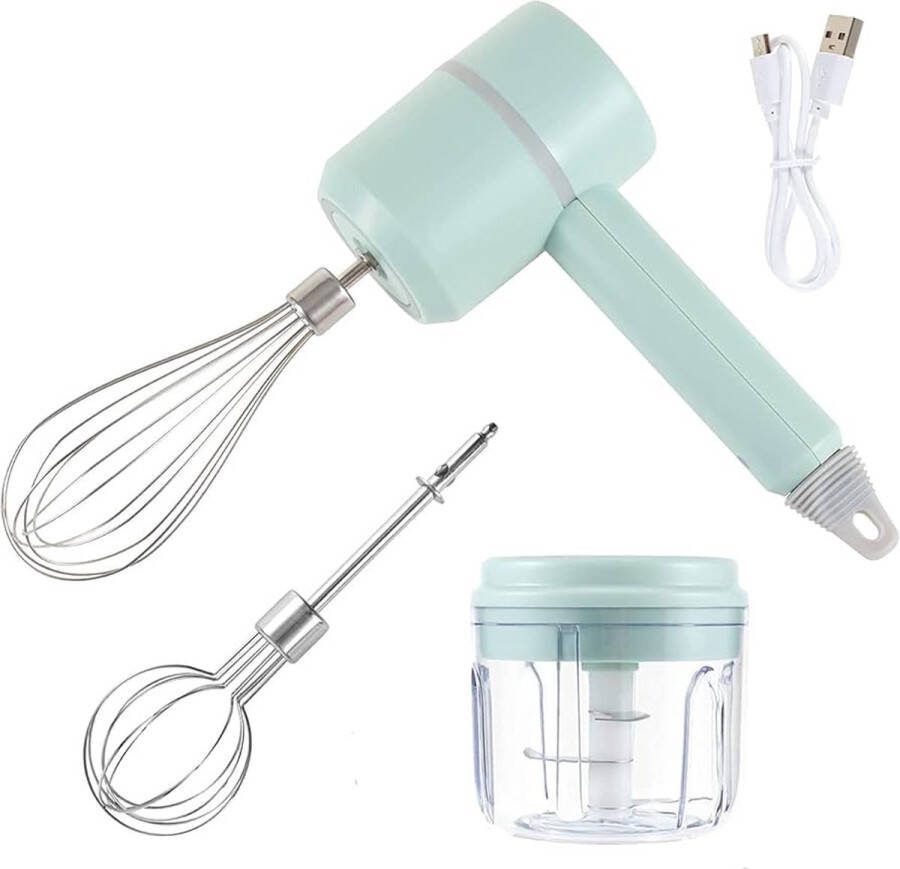 Happy trendz elektrische groentesnijder luxe elektrische foodchopper Klopper Mixer mintgroen chopper slicer veggie vegan ideaal voor snijden van ui en knoflook- mixen Kloppen makkelijk schoon te maken