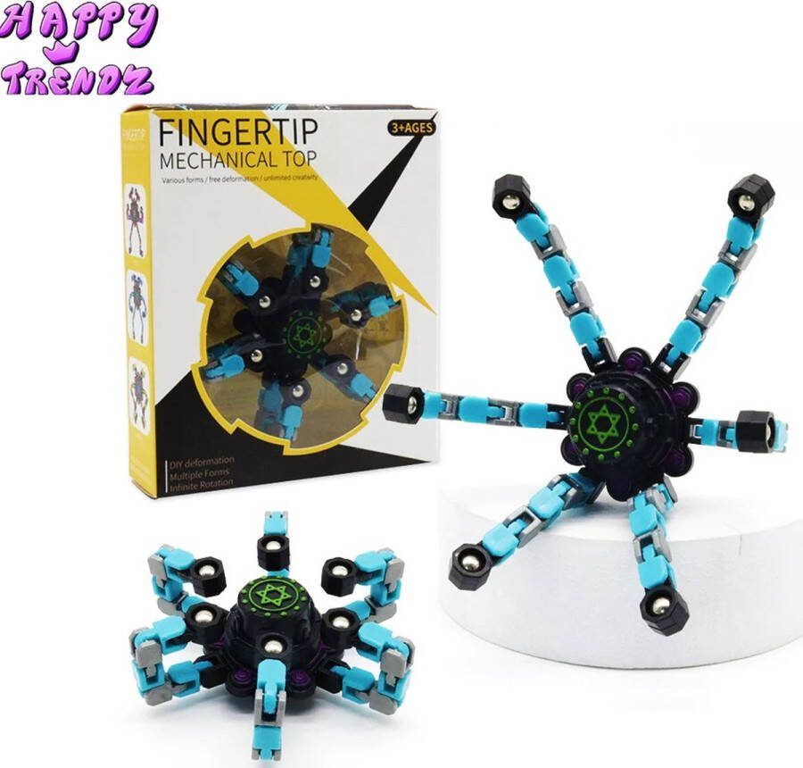 Happy trendz Fidget Toys Spinner Blauw Kwaliteit Oem Fidget Toys Spinner Vervormbaar Wacky Spinner Fidget Spinner Hand Gyro Speelgoed Fiets Keten Decompressie Roterende Vervormd Spinner