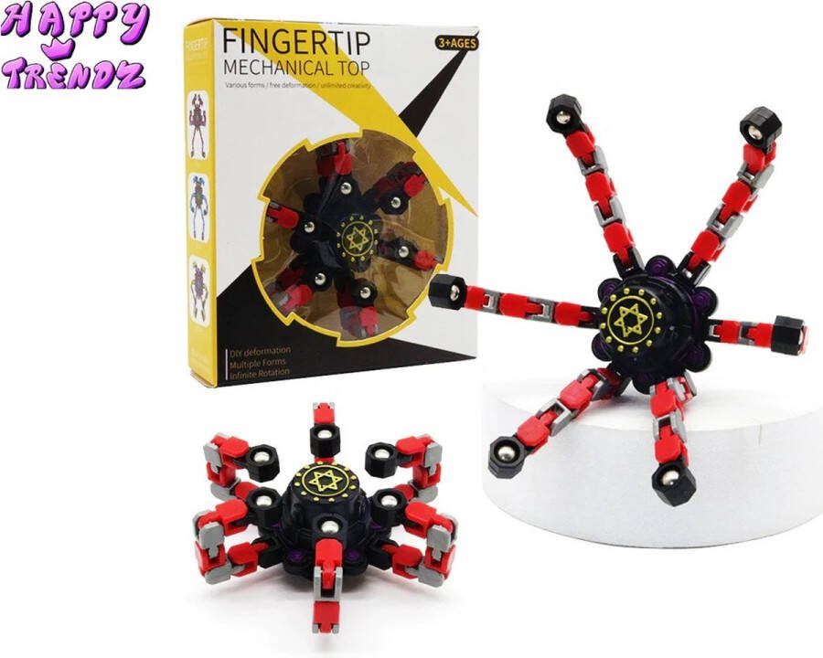 Happy trendz Fidget Toys Spinner Rood Oem Fidget Toys Spinner Vervormbaar Vingertop Zintuiglijke Mechanische Fidget Spinner Hand Gyro Speelgoed Fiets Keten Decompressie Roterende Vervormd Spinner