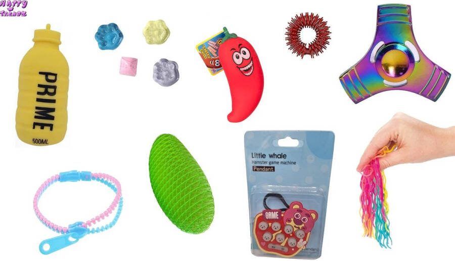 Happy trendz Mystery pakket fidget toy 12 stuks nieuwste fidgets in 1 pakket vakantie school- thuis tegen verveling