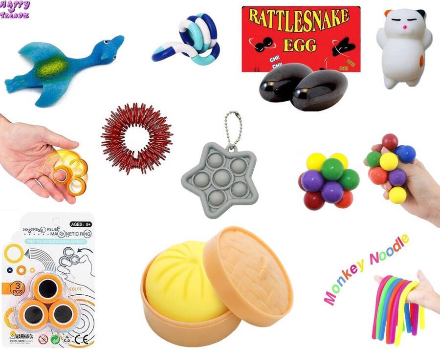 Happy trendz Pakket 2023 nieuwe fidget toys stress relief toys 10 stuks toppers Anti Stress pakket