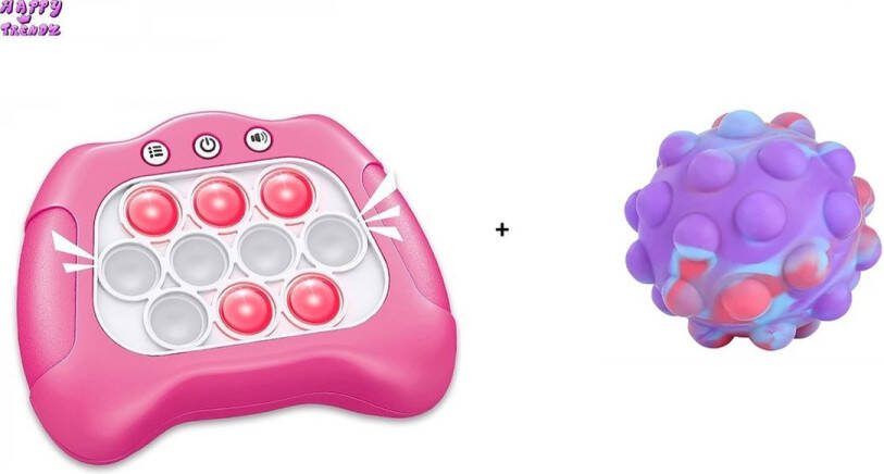 Happy trendz Pop It Spel Game + Pop iT ball Pop It Game Fidget Toy Pop It Controller Pop It Pro Fast Push Montessori Speelgoed Stressbal Fidget Toys Anti Stress Speelgoed Jongens Meisjes Volwassenen Fijne Motoriek Roze