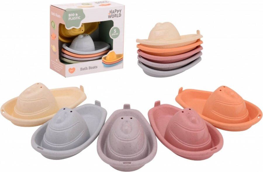 Happy World bio plastic bad bootjes in doos 5 stuks stapelbaar