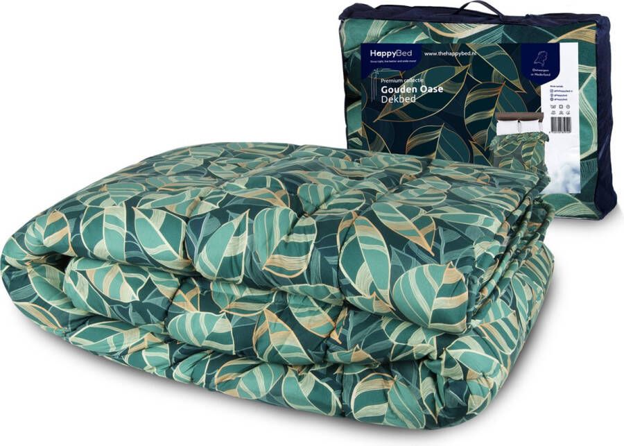 HappyBed Gouden Oase dekbed zonder overtrek 160x220 cm Bedrukt dekbed Gekleurd dekbed met print Wasbaar hoesloos dekbed All year zomerdekbed & winterdekbed