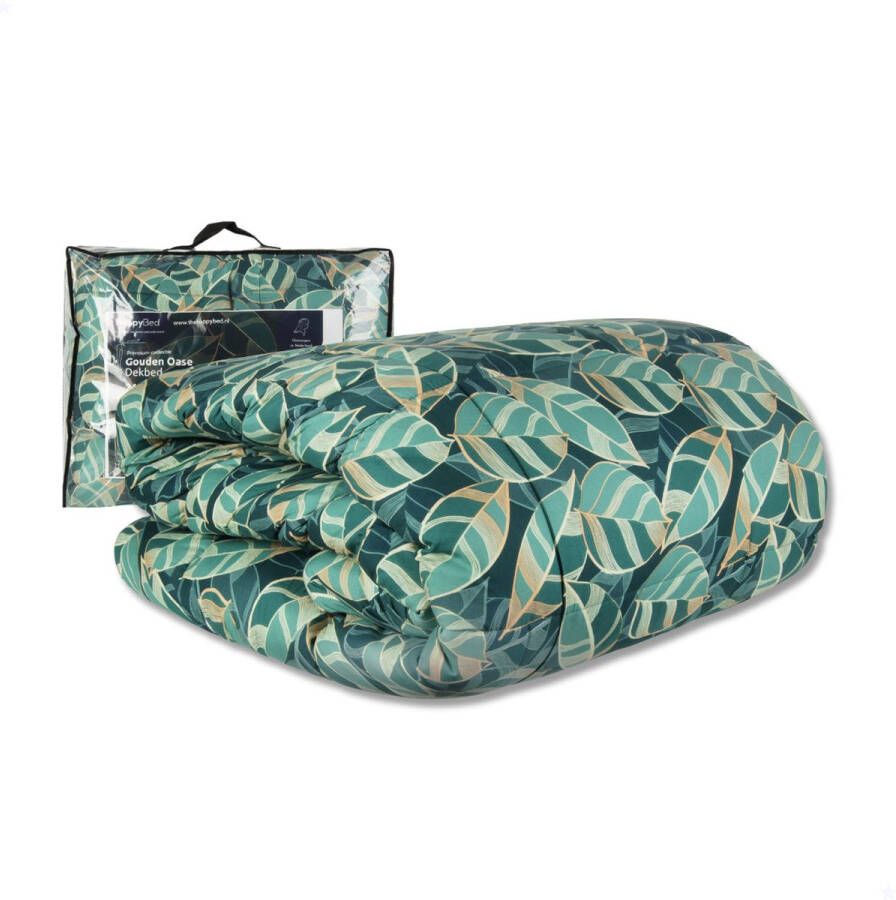 HappyBed Gouden Oase dekbed zonder overtrek 240x220 cm Bedrukt dekbed Gekleurd dekbed met print Wasbaar hoesloos dekbed All year zomerdekbed & winterdekbed