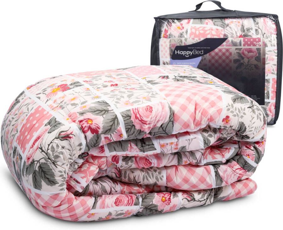 HappyBed 240x220 cm Pinkpatch V2 dekbed zonder overtrek Bedrukt dekbed Gekleurd dekbed met print Wasbaar hoesloos dekbed