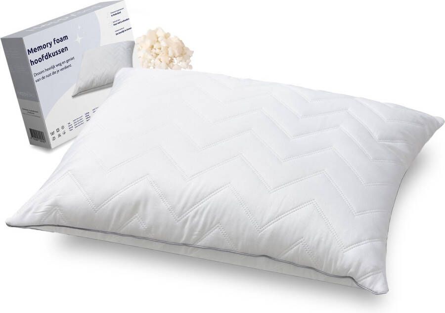 HappyBed Dreampillow traagschuim hoofdkussen 60x70 cm hoofdkussen nekklachten Versnipperd traagschuim hoofdkussen Slaapkussen Verkoelend hoofdkussen Perfect zij buik en rugslapers Aanpasbaar & navulbaar middels rits