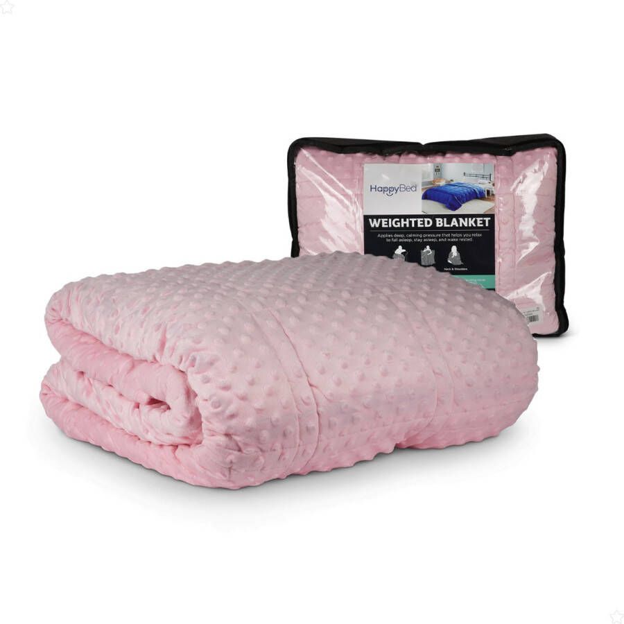 HappyBed 90x120 cm 3kg Roze Verzwaringsdeken Weighted blanket Zwaartedeken 30 dagen proefslapen Verzwaarde deken 4 seizoenen Gewichtsdeken