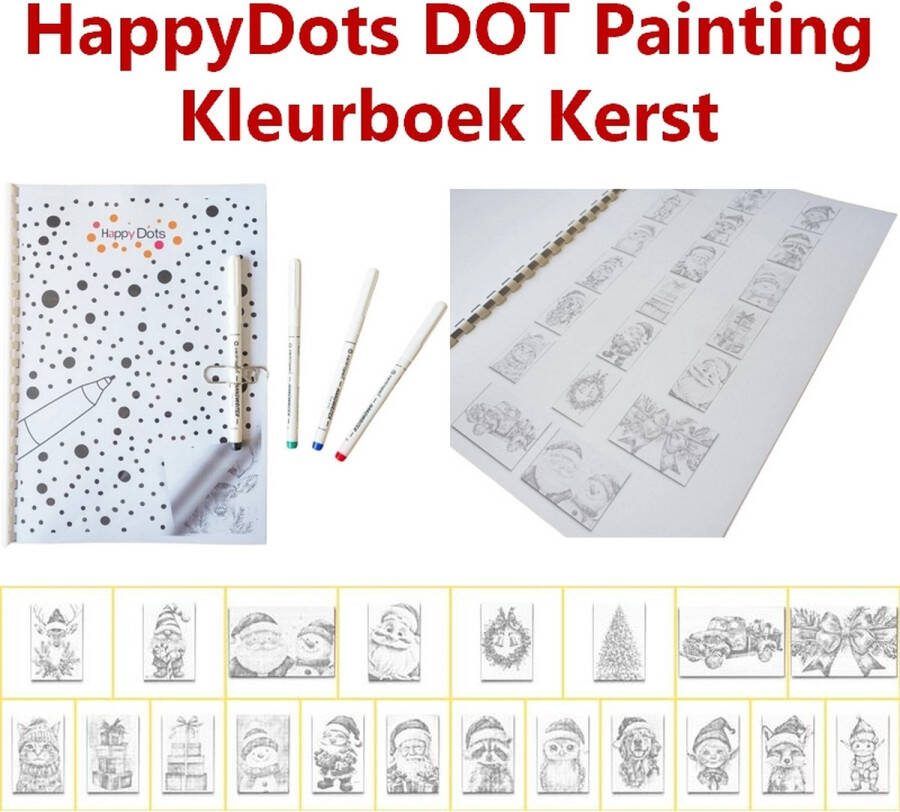 HappyDots DOT Painting Kleurboek Kerst 20 stippelschilderijen