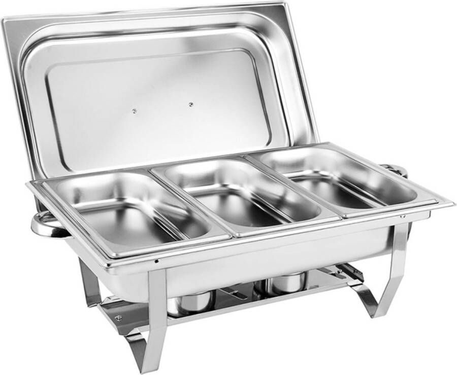 Happyment Buffetwarmer PRO Chafing Dish Warmhoudbakken Warmhoudplaat 3 x 3 Liter