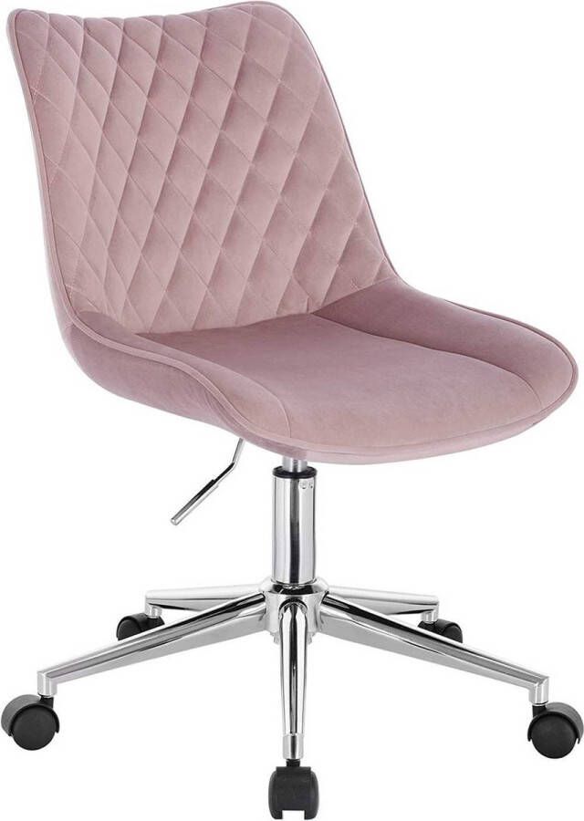 Happyment Bureaustoel Deluxe Op wielen Ergonomische bureaustoel voor volwassenen Roze In hoogte verstelbaar Velvet