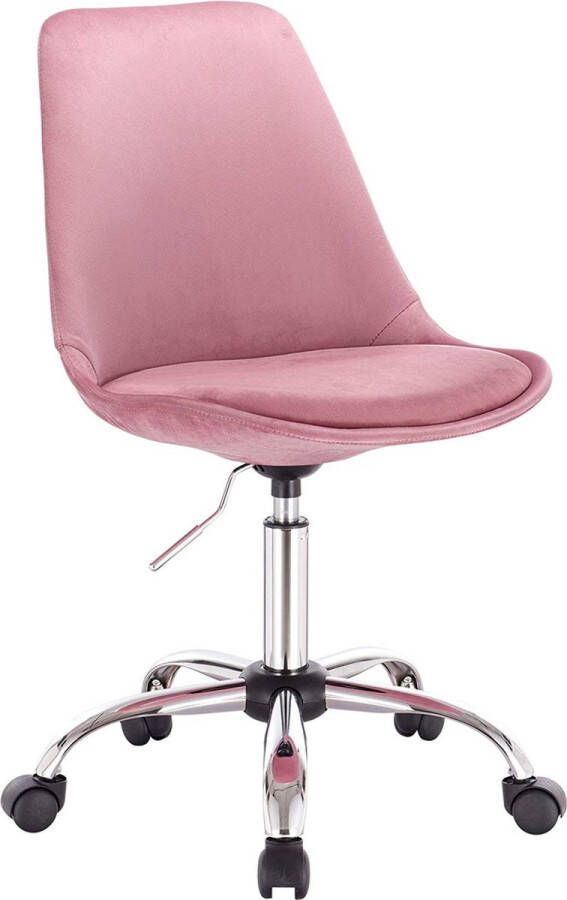 Happyment Bureaustoel Zizi Op wielen Ergonomische bureaustoel voor volwassenen Roze In hoogte verstelbaar Kunstleer