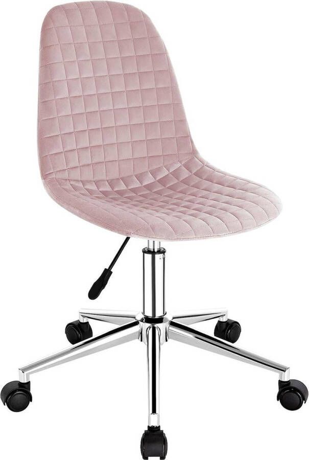 Happyment Ergonomische Werkkruk Mumba Velvet Roze Voor volwassenen Op wieltjes Bureaustoel In hoogte verstelbaar