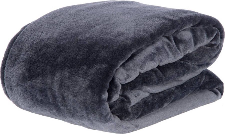 Happyment Fleece Plaid Deluxe Fleece deken zwart 220x240cm Deken voor bank bed of woonkamer Sprei Zacht woonkamerdeken