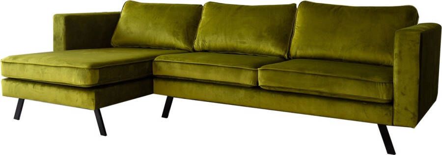 Happyment Hoekbank Deluxe Olijf groen 3 zits bank loungebank lichtgrijs 150x270 cm Olijf Groen