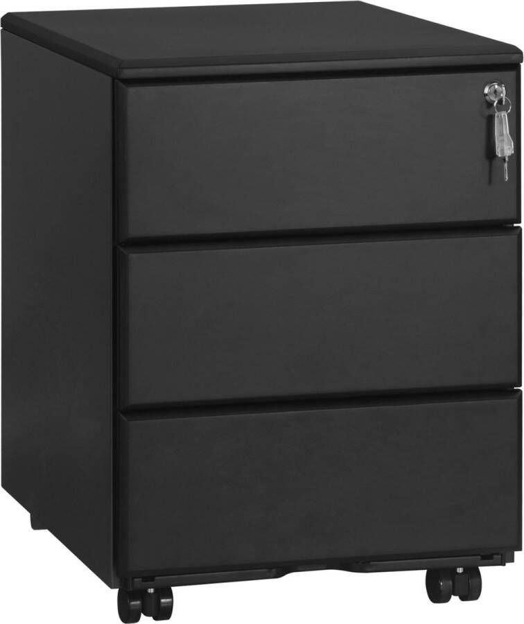 Happyment Luxe archiefkast Dublin Met slot Dossierkast metaal Bureaukast Ladeblok bureau Wit 39x52.4x54 cm