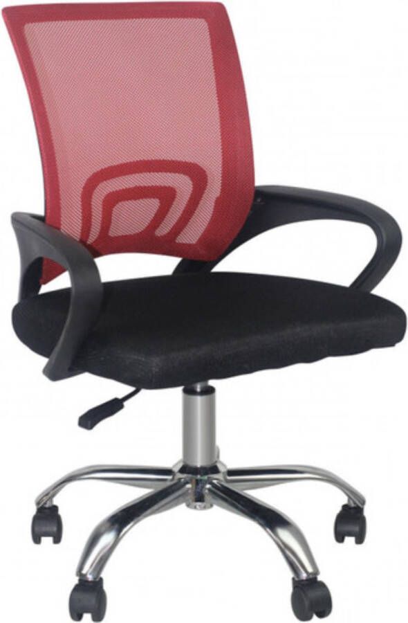 Happyment Luxe Ergonomische Bureaustoel Op wielen Ademend Voor volwassenen Zwart rood In hoogte verstelbaar