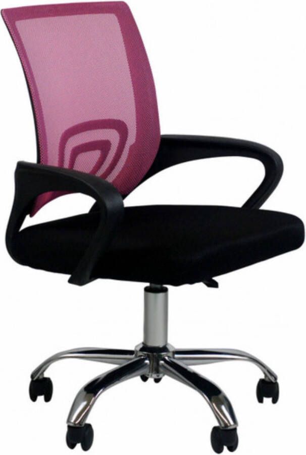 Happyment Luxe Ergonomische Bureaustoel Op wielen Ademend Voor volwassenen Zwart roze In hoogte verstelbaar