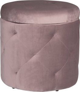 Happyment Luxe velvet poef met opbergruimte Voetenbank Opbergbox hocker Zitkist met deskel Black friday Kerstcadeau Roze