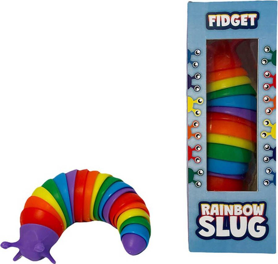 Happy Shopper Fidget regenboog slak Fidget toys Rainbow slug TikTok 10 cm Kunststof multicolor
