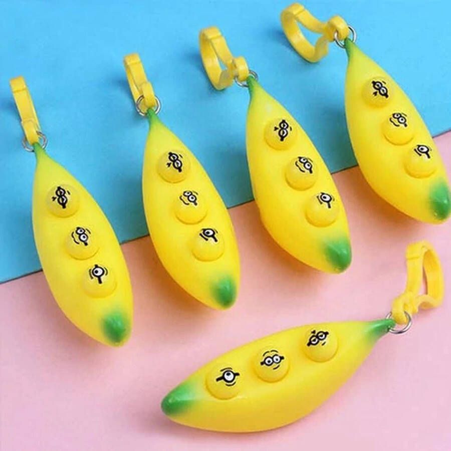 Happy Shopper Fidget squeeze poppers banana Fidget toys Pop it Stress Anti stress Banaan Geel