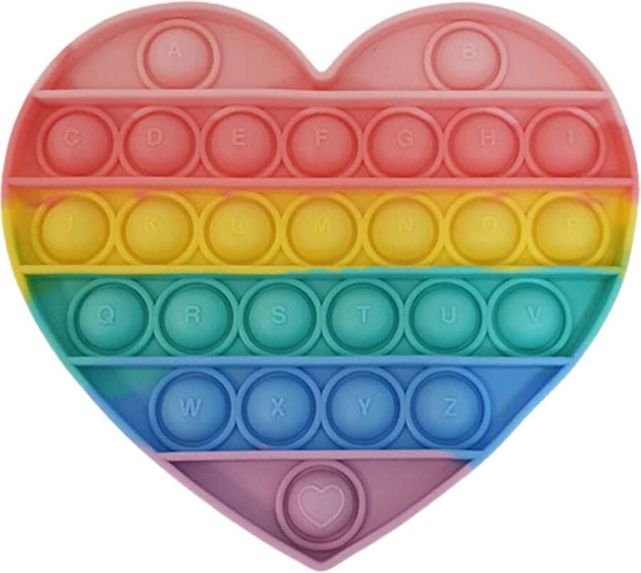 Happy Shopper Fidget toys pop it Hart Hartjes Speelgoed Pastel Rainbow Regenboog Anti stress Concentratie verhogend multicolor Schoencadeautjes sinterklaas