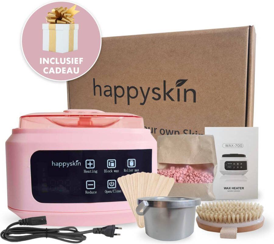 HappySkin BIO Ontharingsset inclusief Gratis E-boek 500 gram BioWax – Complete Wax Ontharen Set – Wax Verwarmer – Wax Heater – Wax Apparaat – Harsapparaat – 500 ml – Zwart