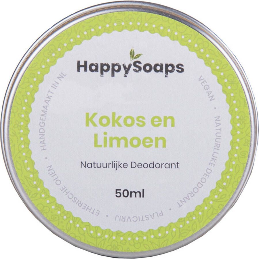 HappySoaps 6x Natuurlijke Deodorant Kokos En Limoen 50 gr