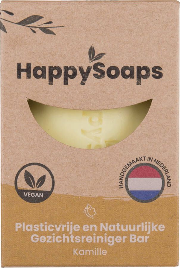 HappySoaps Gezichtsreiniger Bar & Make-up Remover Kamille Rust & Ontspanning 100% Plasticvrij Vegan & Natuurlijk 70gr