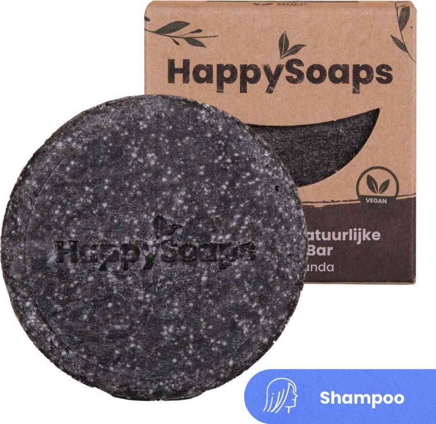 HappySoaps Shampoo Bar Charming Charcoal & Sweet Sandal Alle Haartypes 100% Plasticvrij Natuurlijk en Vegan 70gr